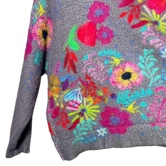 Natural Life Cashmere Like Mock Neck Sweater Charcoal Pink Poppy Size Medium - Picture 7 of 11